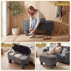 Banc ottoman de rangement Costway 42 avec compartiment de rangement caché et pieds pour salon Gris/Beige