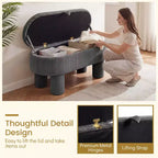 Banc ottoman de rangement Costway 42 avec compartiment de rangement caché et pieds pour salon Gris/Beige