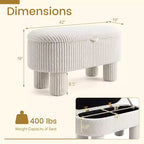 Banc ottoman de rangement Costway 42 avec compartiment de rangement caché et pieds pour salon Gris/Beige