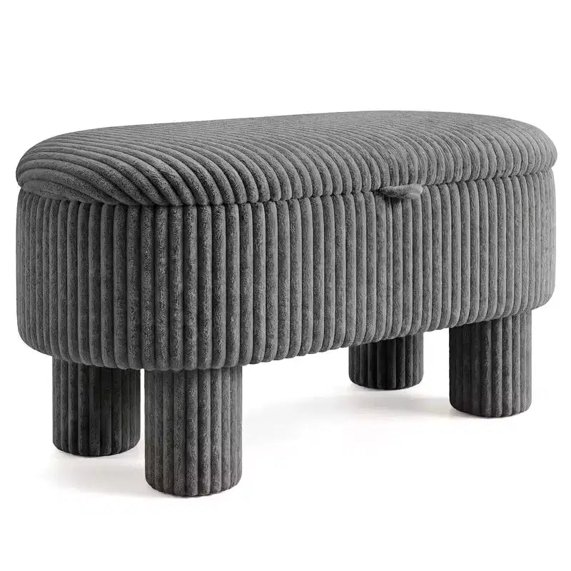 Banc ottoman de rangement Costway 42 avec compartiment de rangement caché et pieds pour salon Gris/Beige
