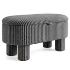 Banc ottoman de rangement Costway 42 avec compartiment de rangement caché et pieds pour salon Gris/Beige