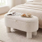 Banc ottoman de rangement Costway 42 avec compartiment de rangement caché et pieds pour salon Gris/Beige