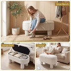 Banc ottoman de rangement Costway 42 avec compartiment de rangement caché et pieds pour salon Gris/Beige
