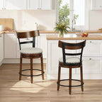 Tabouret de bar pivotant FDW - Hauteur de comptoir de 24,4 pouces, pivotant à 360°, structure en métal et bois, assise rembourrée avec repose-pieds en métal