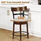 Tabouret de bar pivotant FDW - Hauteur de comptoir de 24,4 pouces, pivotant à 360°, structure en métal et bois, assise rembourrée avec repose-pieds en métal