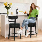 Tabouret de bar pivotant FDW - Hauteur de comptoir de 24,4 pouces, pivotant à 360°, structure en métal et bois, assise rembourrée avec repose-pieds en métal