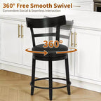 Tabouret de bar pivotant FDW - Hauteur de comptoir de 24,4 pouces, pivotant à 360°, structure en métal et bois, assise rembourrée avec repose-pieds en métal