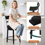 Tabouret de bar pivotant FDW - Hauteur de comptoir de 24,4 pouces, pivotant à 360°, structure en métal et bois, assise rembourrée avec repose-pieds en métal