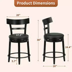 Tabouret de bar pivotant FDW - Hauteur de comptoir de 24,4 pouces, pivotant à 360°, structure en métal et bois, assise rembourrée avec repose-pieds en métal