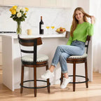 Tabouret de bar pivotant FDW - Hauteur de comptoir de 24,4 pouces, pivotant à 360°, structure en métal et bois, assise rembourrée avec repose-pieds en métal