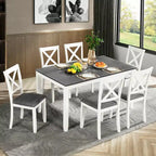 Ensemble de table et de chaises de salle à manger rembourrées GDFStudio Loren modernes en bois massif, 7 pièces