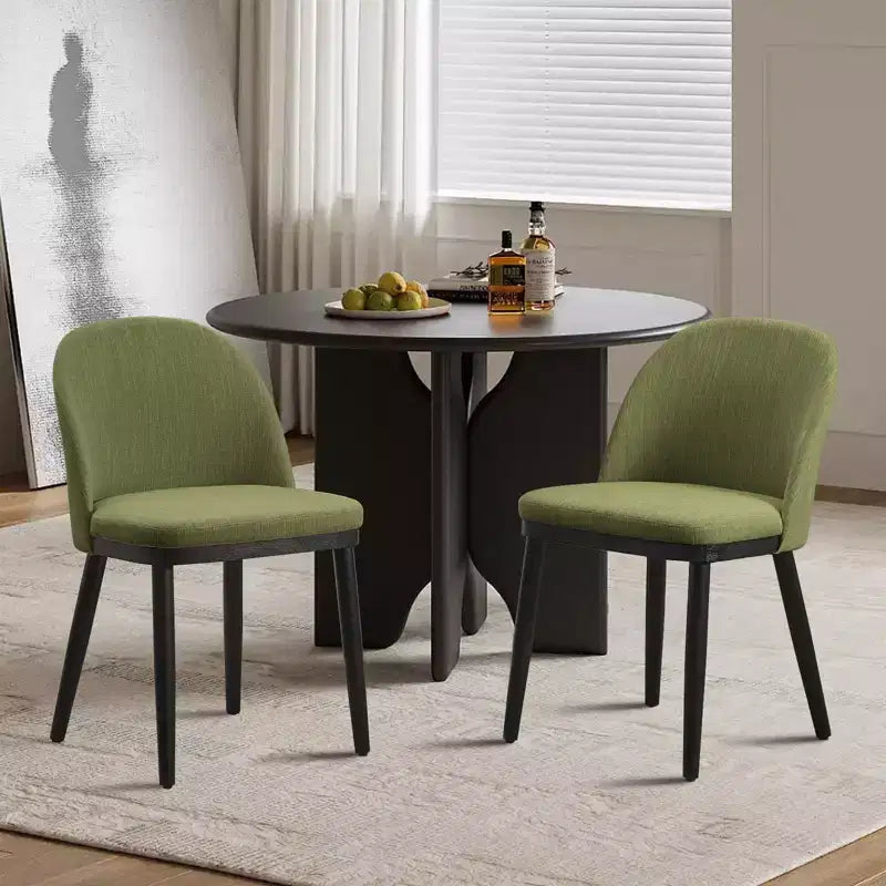 Lot de 2 chaises de salle à manger modernes en tissu - Chaises d'appoint rembourrées avec pieds en bois pour cuisine, salon et ferme (45,7 cm L x 55,9 cm P x 81,3 cm H)