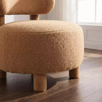 Fauteuil d'appoint en fausse fourrure, fauteuil crapaud moderne rembourré avec dossier incurvé, fauteuil de salon sans accoudoirs avec pieds en bois pour salon, chambre à coucher, coiffeuse (blanc)