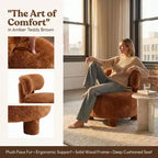 Fauteuil d'appoint en fausse fourrure, fauteuil crapaud moderne rembourré avec dossier incurvé, fauteuil de salon sans accoudoirs avec pieds en bois pour salon, chambre à coucher, coiffeuse (blanc)