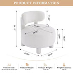 Fauteuil d'appoint en fausse fourrure, fauteuil crapaud moderne rembourré avec dossier incurvé, fauteuil de salon sans accoudoirs avec pieds en bois pour salon, chambre à coucher, coiffeuse (blanc)