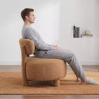 Fauteuil d'appoint en fausse fourrure, fauteuil crapaud moderne rembourré avec dossier incurvé, fauteuil de salon sans accoudoirs avec pieds en bois pour salon, chambre à coucher, coiffeuse (blanc)