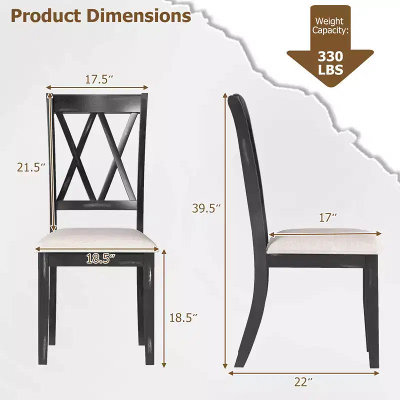 Costway Lot de 2/4 chaises de salle à manger de ferme Chaises de cuisine modernes avec dossier creux élégant