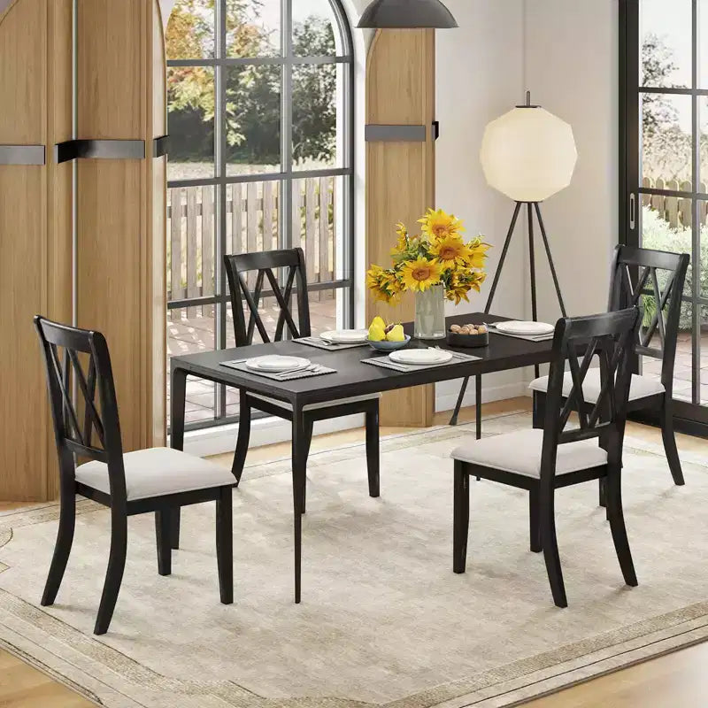 Costway Lot de 2/4 chaises de salle à manger de ferme Chaises de cuisine modernes avec dossier creux élégant