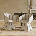 Christopher Knight Home Laleh Modern Metal and Wood Upholstered Swivel Dining Chairs with Barrel Backrest (Set of 2)