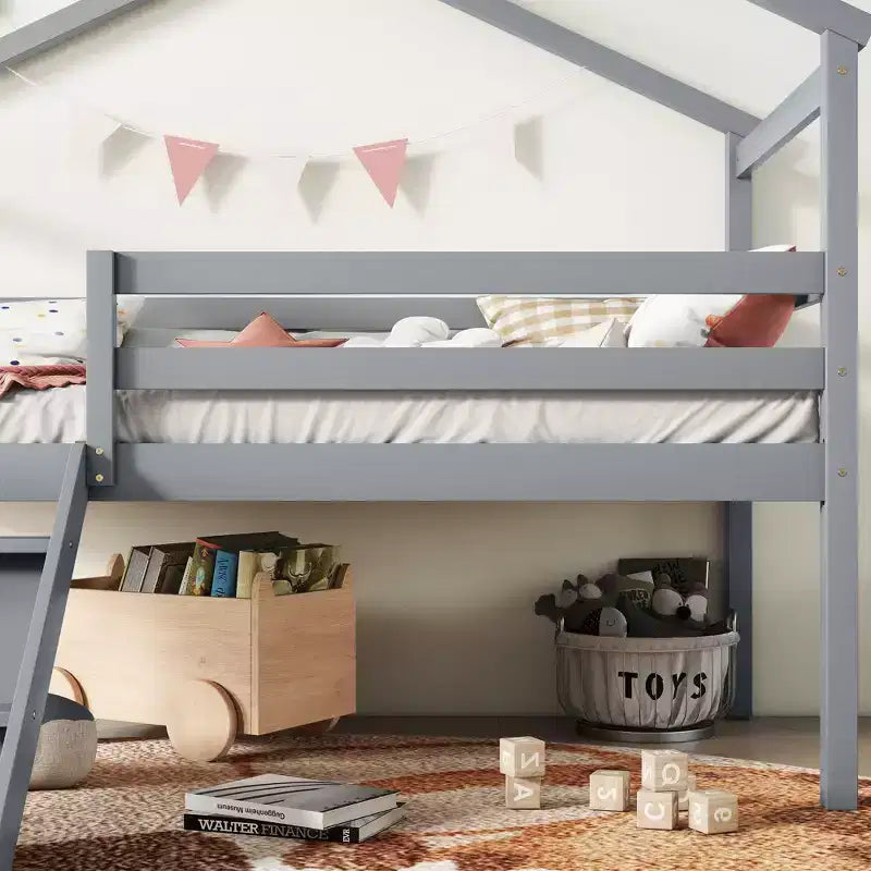 MAYEERTY Lit superposé King, barrière de sécurité, tiroirs à fermeture amortie, adapté aux enfants