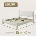 Cadre de lit plateforme Coolmee King Size en tissu bouclé avec tête de lit ronde douce, pieds cylindriques, conception robuste et silencieuse