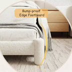 Cadre de lit plateforme Coolmee King Size en tissu bouclé avec tête de lit ronde douce, pieds cylindriques, conception robuste et silencieuse