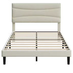COZONY Cadre de Lit Plateforme Rembourré en Velours avec Tête de Lit, Aucun Sommier Tapissier Requis, Support à Lattes en Bois, Rangement Sous le Lit, Silencieux, Facile à Assembler
