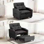 Modern 3-in-1 Convertible Sleeper Chair Bed Pull-Out Sofa with Adjustable Backrest USB Charging Cup Holders Side Pockets for Bedroom Living Room
