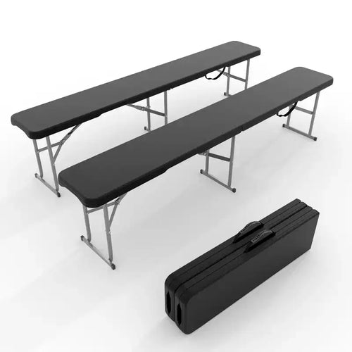6 FT Folding Bench, Plastic Portable Folding Bench Seat, Collapsible HDPE Seating with Carry Handle, for Picnic, Camping, Garden
