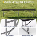 Banc pliant de 183 cm, banc pliant portable en plastique, siège pliable en PEHD avec poignée de transport, pour pique-nique, camping, jardin