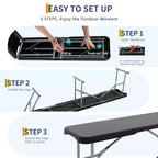 Banc pliant de 183 cm, banc pliant portable en plastique, siège pliable en PEHD avec poignée de transport, pour pique-nique, camping, jardin