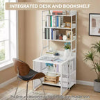70 Bureau bibliothèque industriel 2-en-1 - Bureau de rangement en métal et bois avec grande étagère pour bureau à domicile, salon et petits espaces