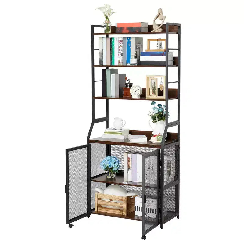 70 Bureau bibliothèque industriel 2-en-1 - Bureau de rangement en métal et bois avec grande étagère pour bureau à domicile, salon et petits espaces