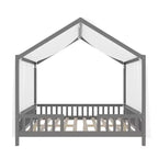 Luxystar Cadre de lit Montessori complet en forme de maison basse avec rideaux