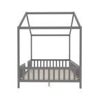 Luxystar Cadre de lit Montessori complet en forme de maison basse avec rideaux