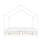 Luxystar Cadre de lit Montessori complet en forme de maison basse avec rideaux