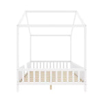 Luxystar Cadre de lit Montessori complet en forme de maison basse avec rideaux