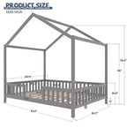 Luxystar Cadre de lit Montessori complet en forme de maison basse avec rideaux