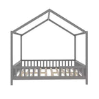 Luxystar Cadre de lit Montessori complet en forme de maison basse avec rideaux