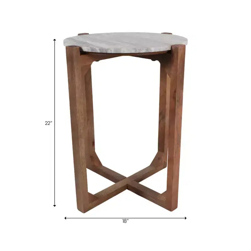 Table basse et d'appoint classique ronde pour petits espaces - Plateau en marbre et base en métal pour le salon, la chambre et la décoration intérieure - 22, Ivoire et Gris