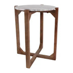 Table basse et d'appoint classique ronde pour petits espaces - Plateau en marbre et base en métal pour le salon, la chambre et la décoration intérieure - 22, Ivoire et Gris