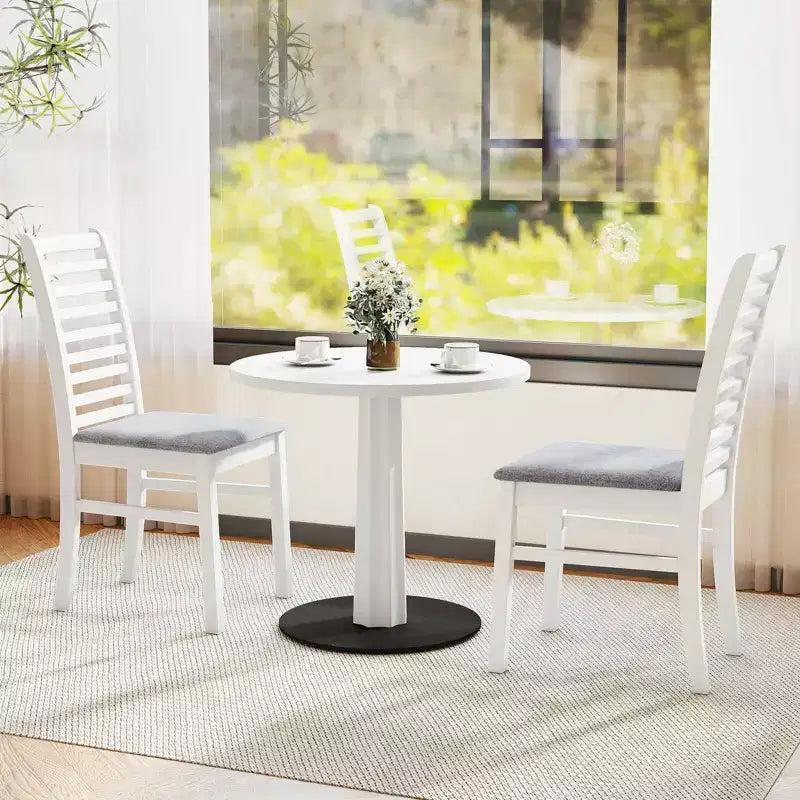 Costway Lot de 2/4 Chaises de Salle à Manger Modernes, Chaises de Cuisine avec Pieds en Bois d'Hévéa et Dossier à Lattes Marron/Blanc