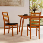 Costway Lot de 2/4 Chaises de Salle à Manger Modernes, Chaises de Cuisine avec Pieds en Bois d'Hévéa et Dossier à Lattes Marron/Blanc
