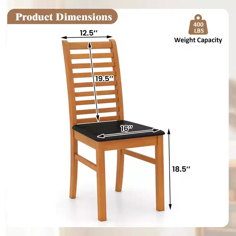 Costway Lot de 2/4 Chaises de Salle à Manger Modernes, Chaises de Cuisine avec Pieds en Bois d'Hévéa et Dossier à Lattes Marron/Blanc