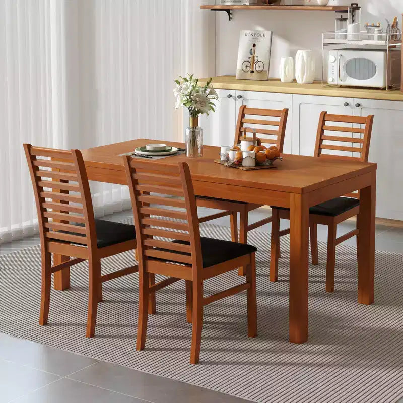 Costway Lot de 2/4 Chaises de Salle à Manger Modernes, Chaises de Cuisine avec Pieds en Bois d'Hévéa et Dossier à Lattes Marron/Blanc