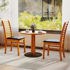 Costway Lot de 2/4 Chaises de Salle à Manger Modernes, Chaises de Cuisine avec Pieds en Bois d'Hévéa et Dossier à Lattes Marron/Blanc