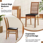 Costway Lot de 2/4 Chaises de Salle à Manger Modernes, Chaises de Cuisine avec Pieds en Bois d'Hévéa et Dossier à Lattes Marron/Blanc