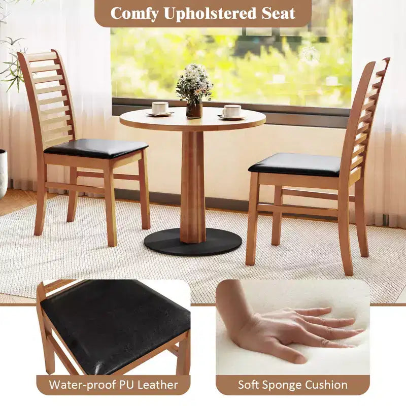 Costway Lot de 2/4 Chaises de Salle à Manger Modernes, Chaises de Cuisine avec Pieds en Bois d'Hévéa et Dossier à Lattes Marron/Blanc