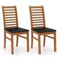 Costway Modern Dining Chair Set of 2/4 Kitchen Chair with Rubber Wood Legs & Slatted Backrest Brown/White