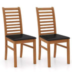 Costway Modern Dining Chair Set of 2/4 Kitchen Chair with Rubber Wood Legs & Slatted Backrest Brown/White